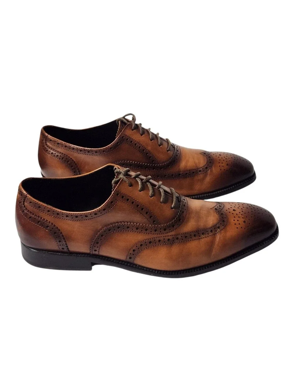 Gifennse Hand-Dyed/Sewn Leather Brogue Oxfords Size 10.5 EUC
